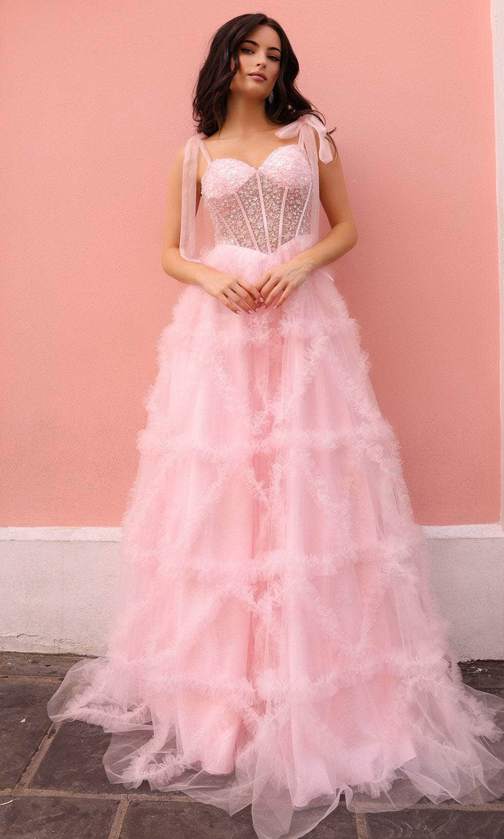 Image of Nox Anabel T1340 - Sweetheart Ruffled A-Line Prom Dress