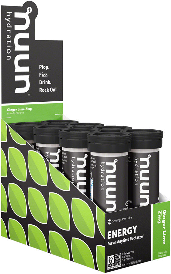 Image of Nuun Energy Hydration Tablets - Ginger Lime Zing Box of 8 Tubes