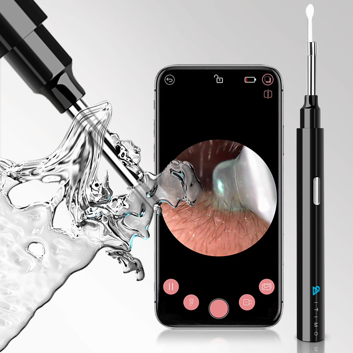 Image of OUTERDO Smart Visible Earpick Rechargeable 200W Pixel IP67 Waterproof Lens Ear Spoon Earwax Remover Cleaner
