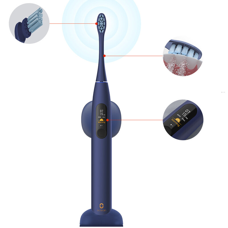 Image of Oclean X PRO Blue Sonic Electric Toothbrush 32 Levels IPX7 Waterproof Touchscreen Rechargeable Tooth Cleaner Support App