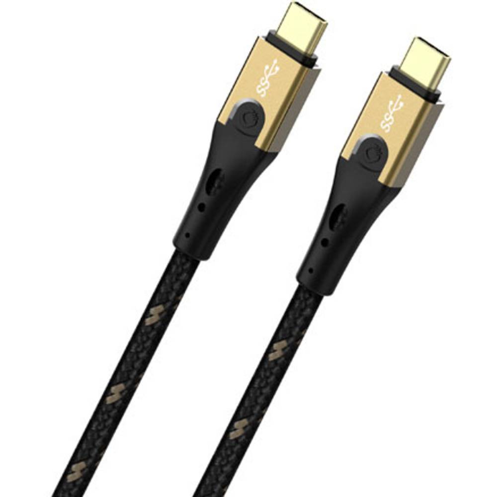 Image of Oehlbach USB cable USB 32 2nd Gen (USB 31 2nd Gen) USB-CÂ® plug USB-CÂ® plug 050 m Black/golden D1C9530
