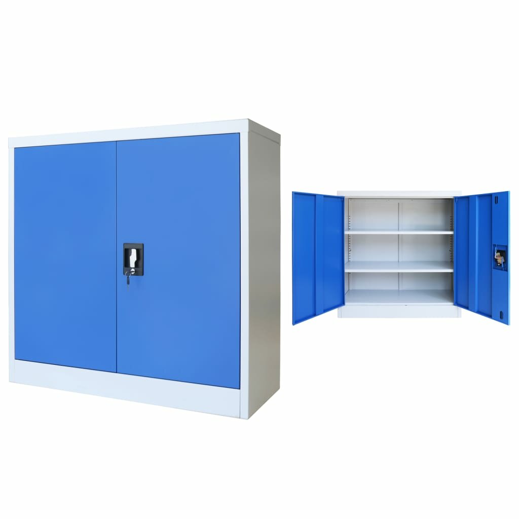 Image of Office Cabinet Metal 354"x157"x354" Gray and Blue