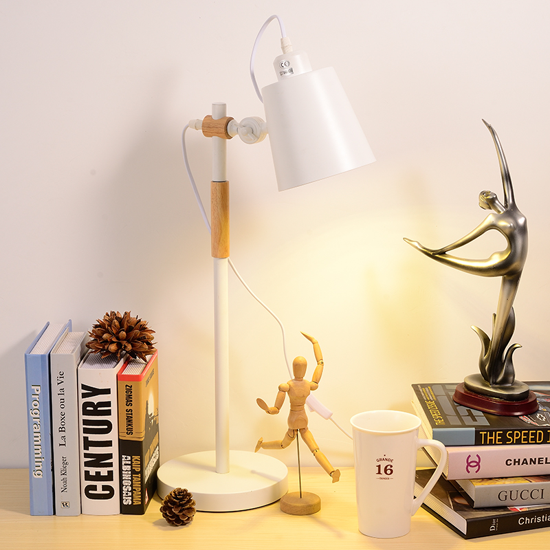 Image of Office Study Room Desk Lamps Personality Business Work Metal Table Lamp Led Eye Reading Light Wooden Modern Desk Lighting