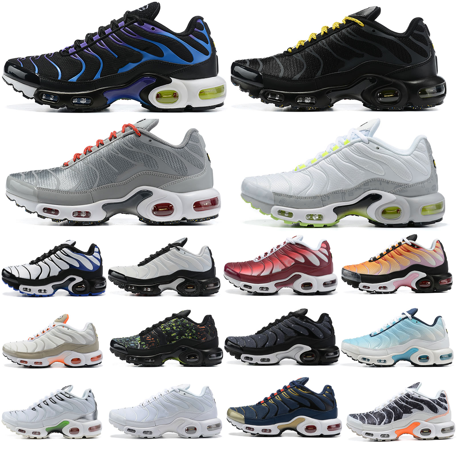 Image of Olive Reflective Tn Plus TNS Running Shoes Black Persian Violet Triple White GS DM Kaomoji Crater Kiss My Runner Shoe Mens Women Trainers Sneakers