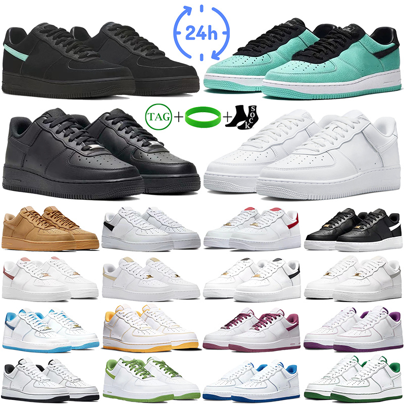 Image of One For 1 07 Low Casual Shoes Men Women Trainer Designer Sneakers 1s Sports Shoe Triple Black White Essential Rust Pink Chlorophyll Sneaker