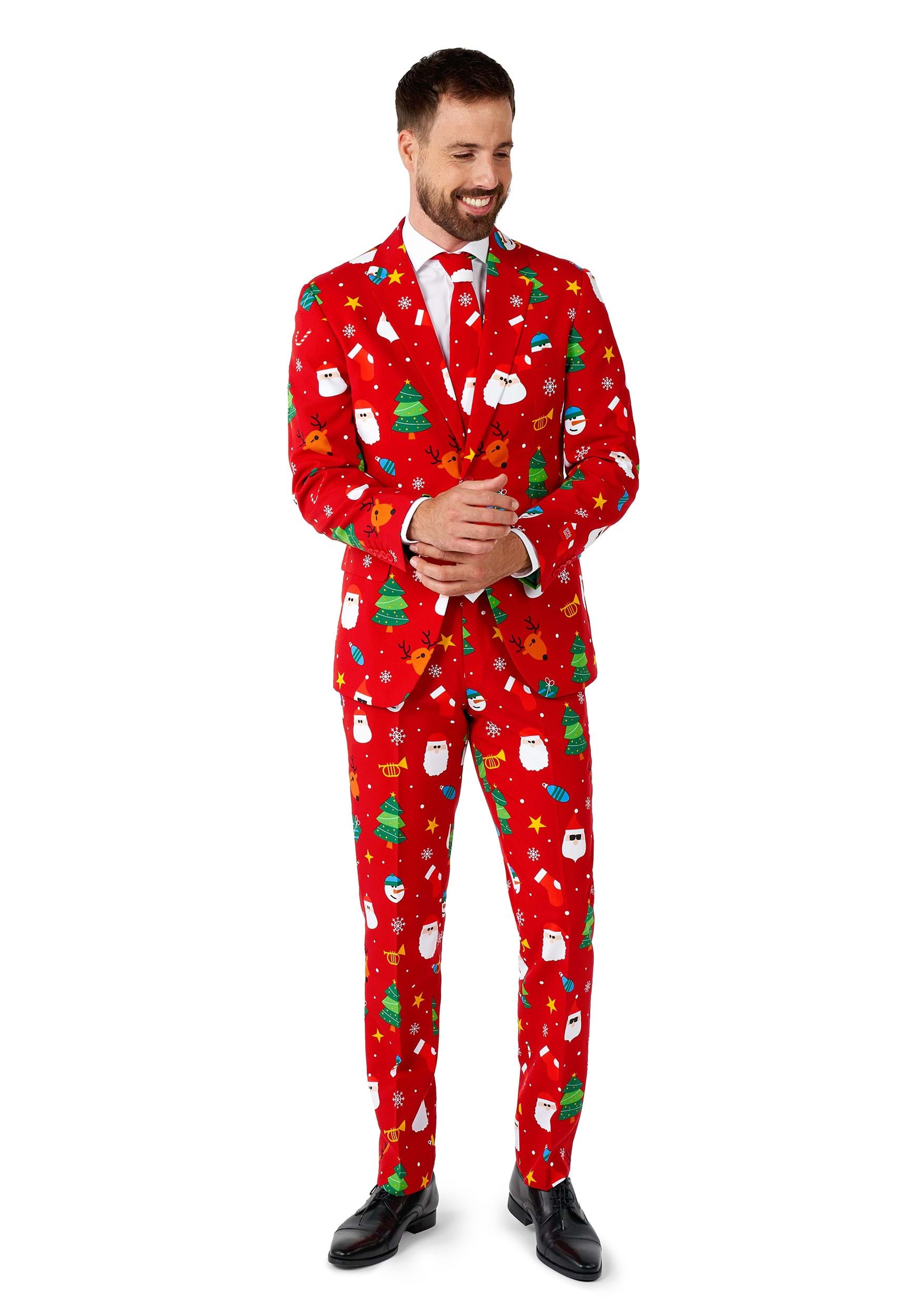 Image of Opposuits Christmas Festivity Men's Red Suit ID OSOSUI0143-38