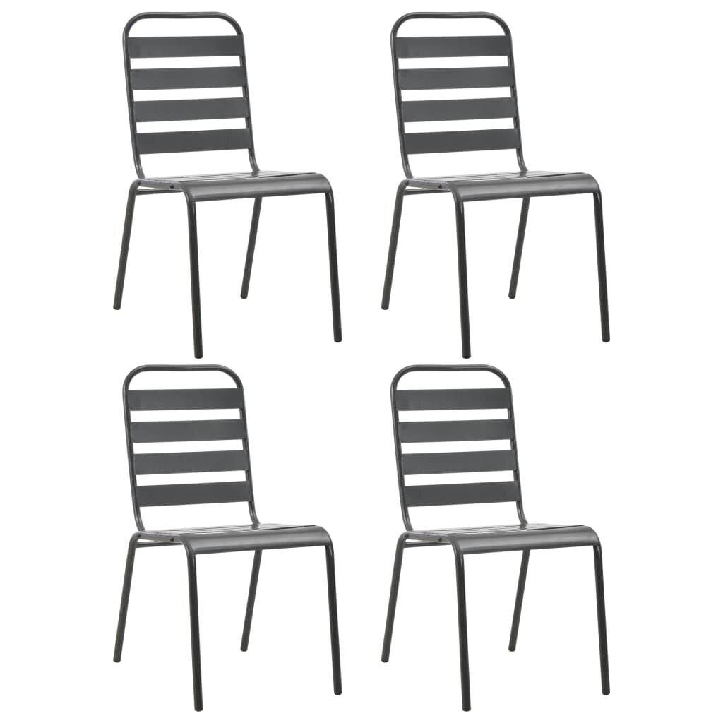 Image of Outdoor Chairs 4 pcs Slatted Design Steel Dark Gray