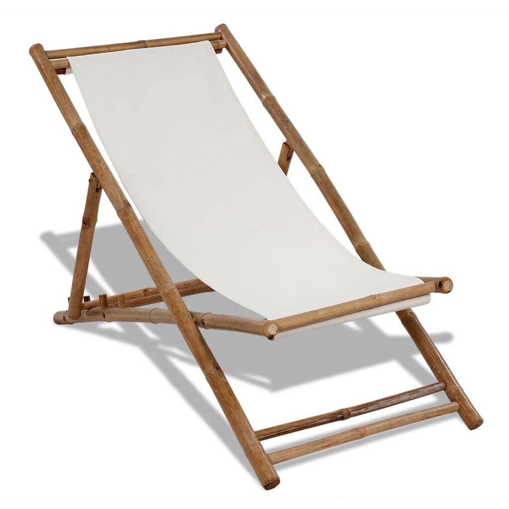 Image of Outdoor Deck Chair Bamboo and Canvas