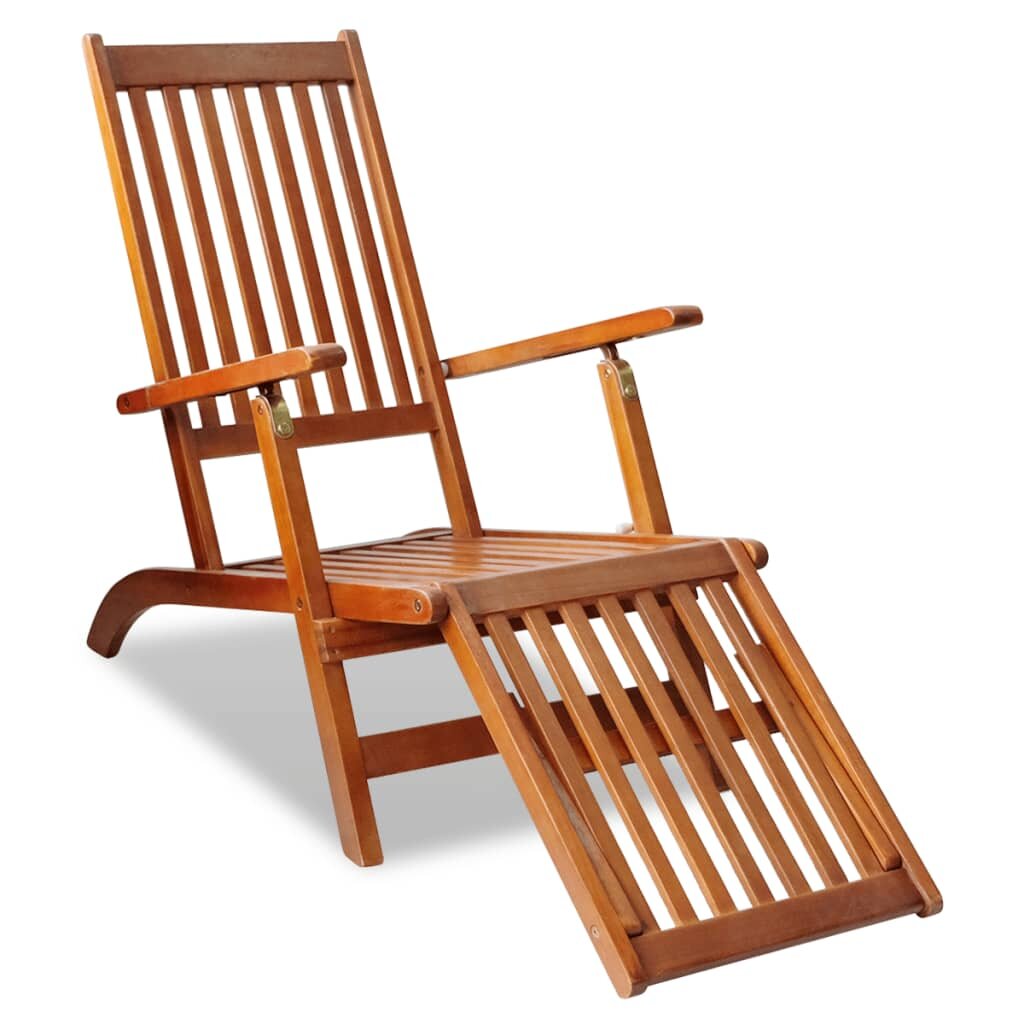 Image of Outdoor Deck Chair with Footrest Solid Acacia Wood