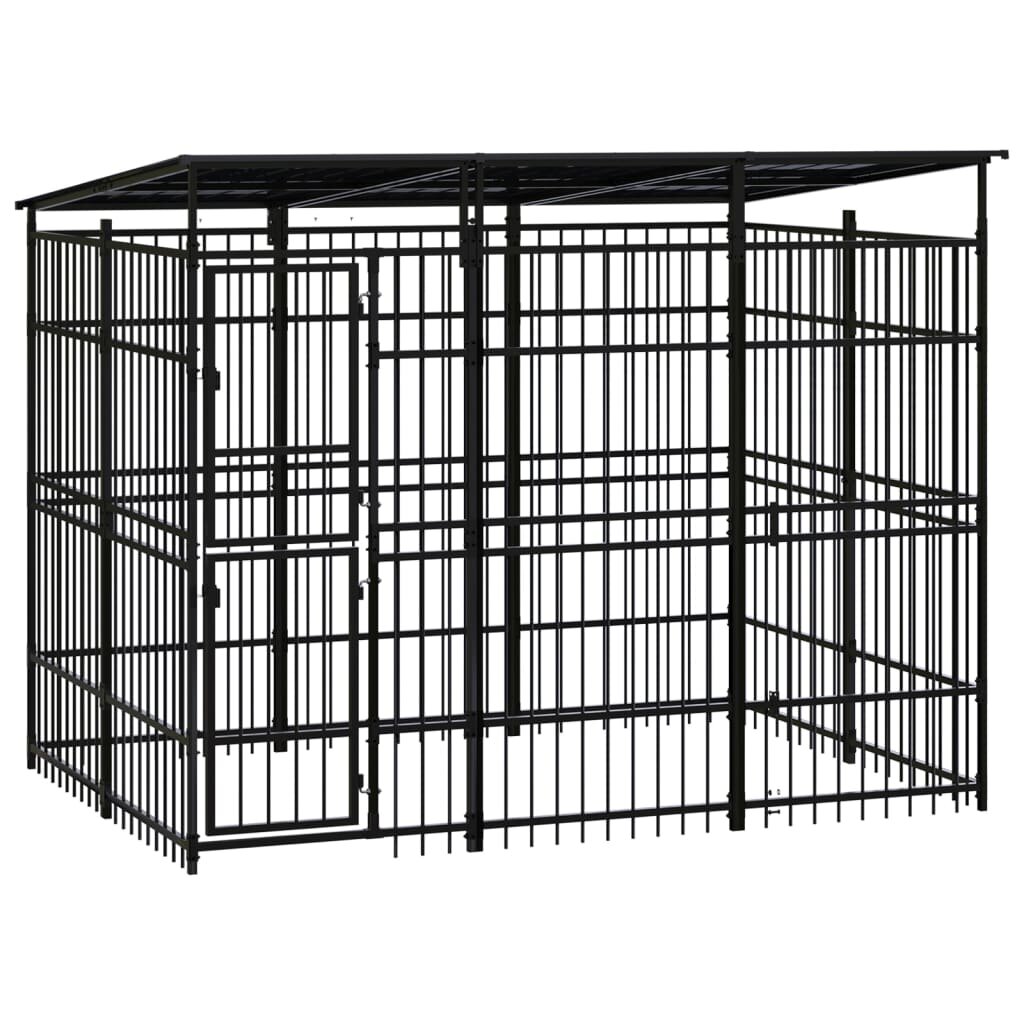 Image of Outdoor Dog Kennel with Roof Steel 595 ft²