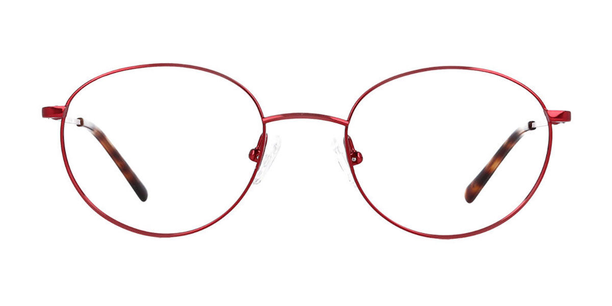 Image of Oval Full Rim Tytan Czerwone Okulary Korekcyjne Damskie - Okulary Blokujące Niebieskie Światło - SmartBuy Collection PL