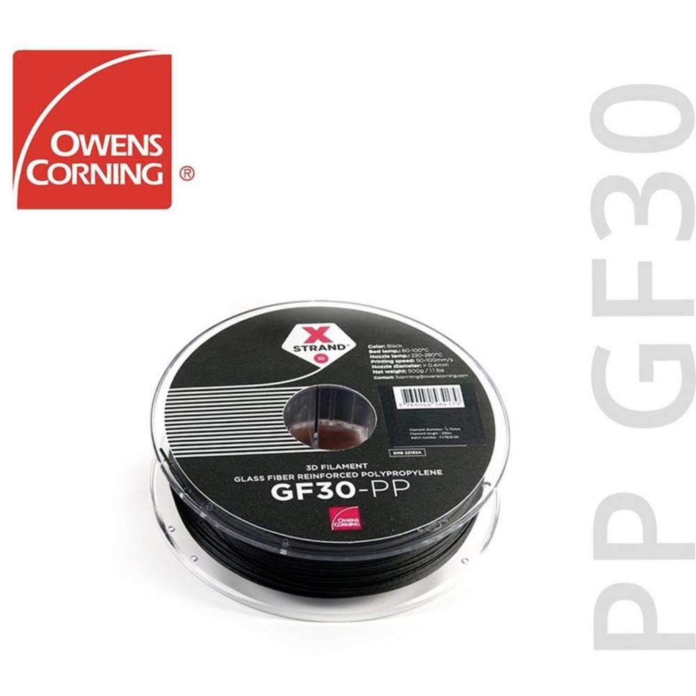 Image of Owens Corning FIXD-PP28-BK0 Xstrand GF30 Filament PP 285 mm 500 g Black 1 pc(s)