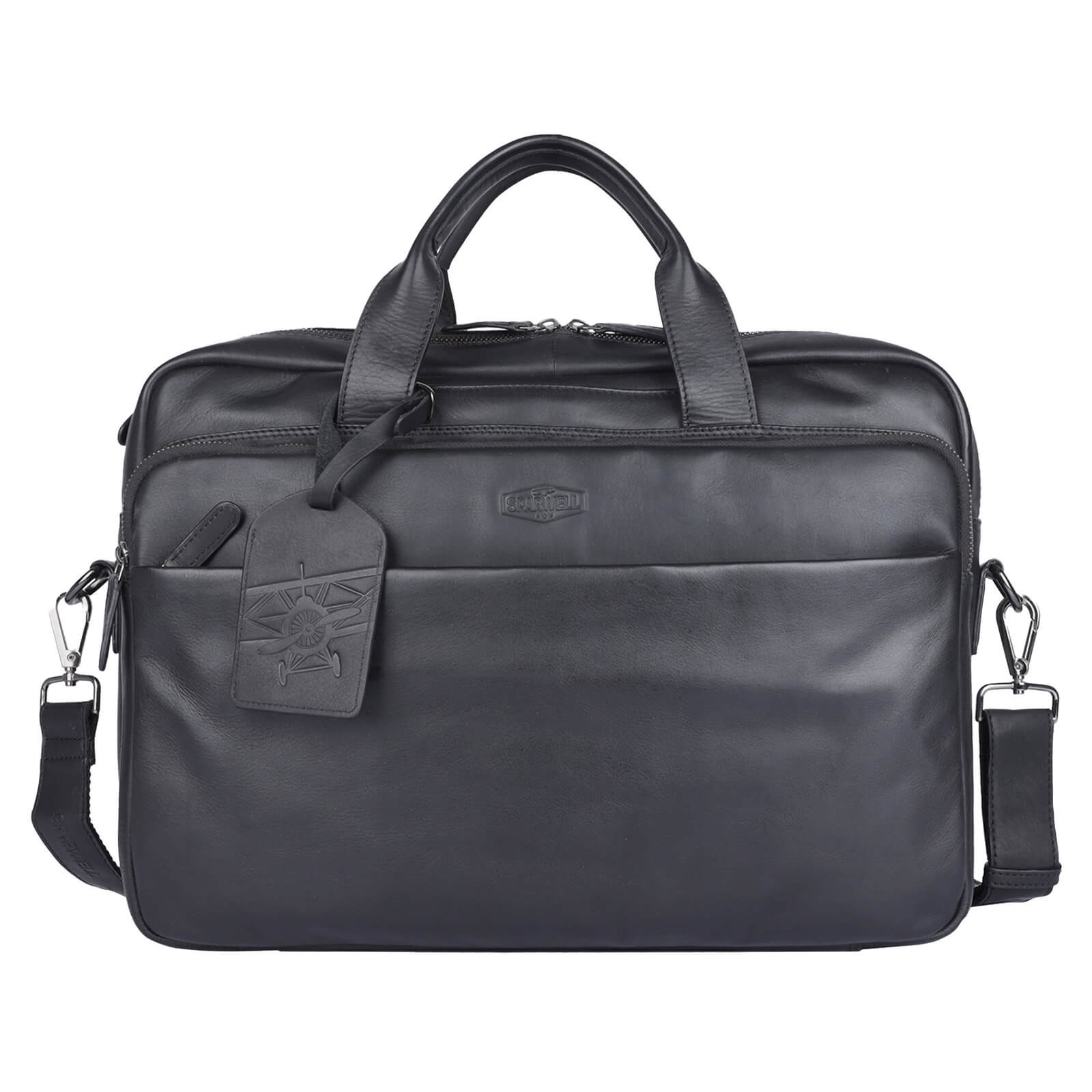 Image of Pánská kožená taška na notebook Sparwell Karles - černá CZ