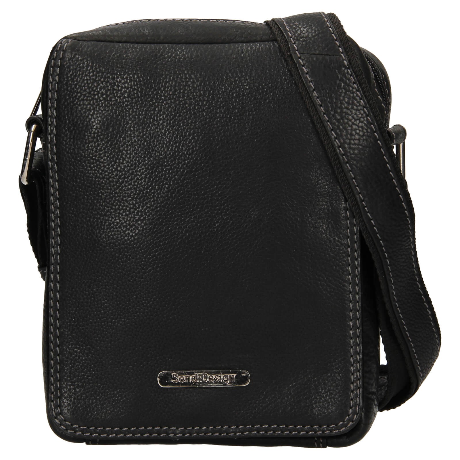 Image of Pánská kožená taška přes rameno SendiDesign Nikk - černá CZ