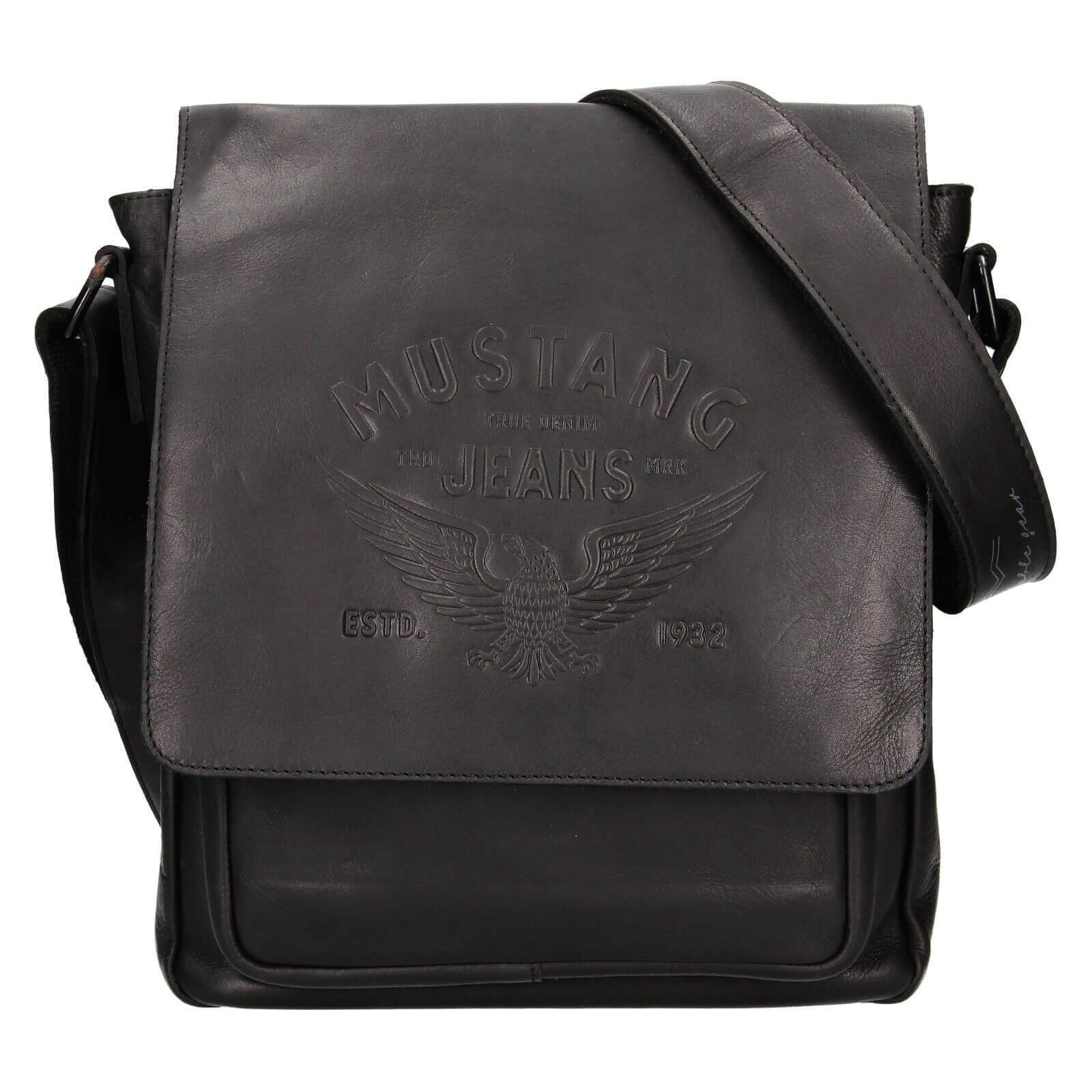 Image of Pánska kožená taška cez rameno Mustang Davids - čierna SK