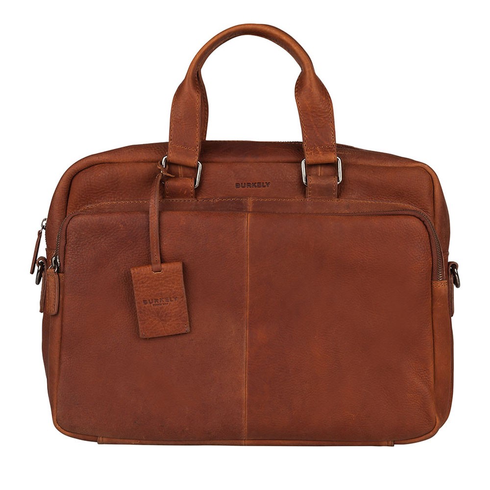 Image of Pánska kožená taška na notebook Burkely Workbag - koňak SK