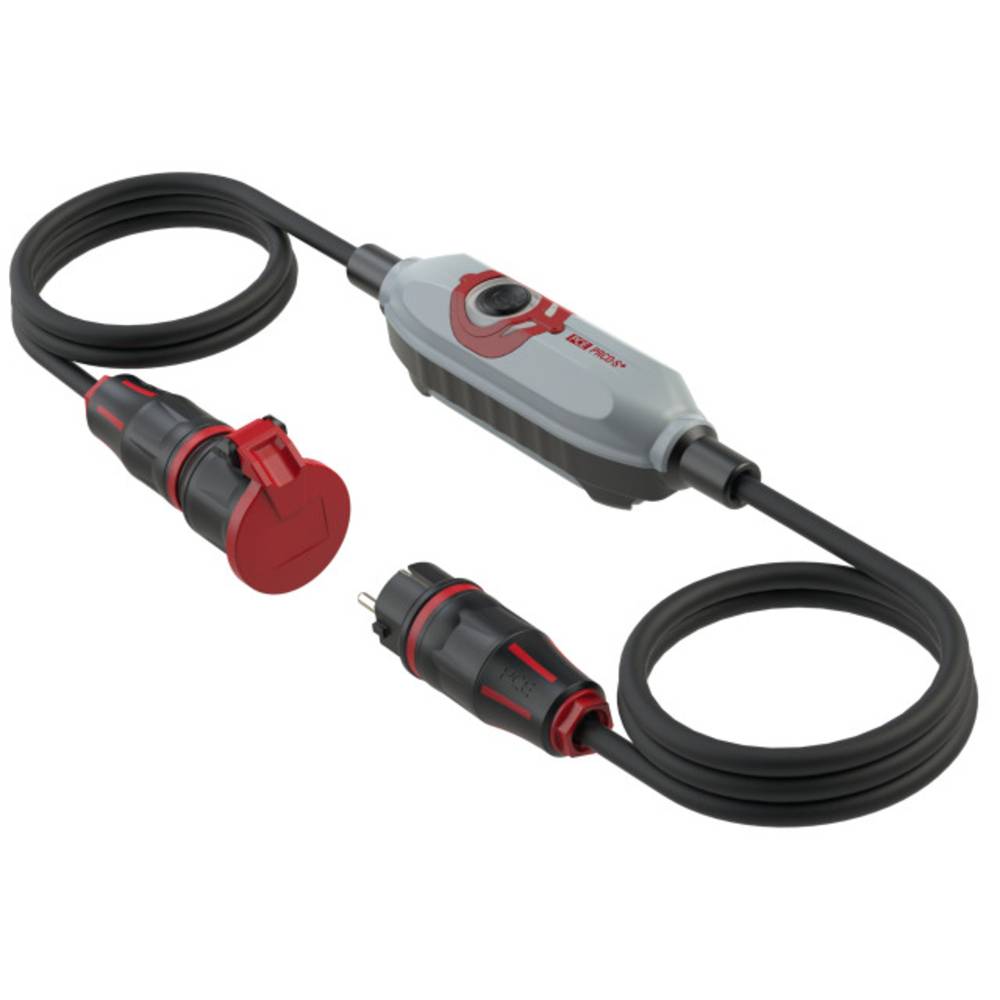 Image of PCE 4670001 RCCB cable extension PRCD-S+ Grey Black Red IP54