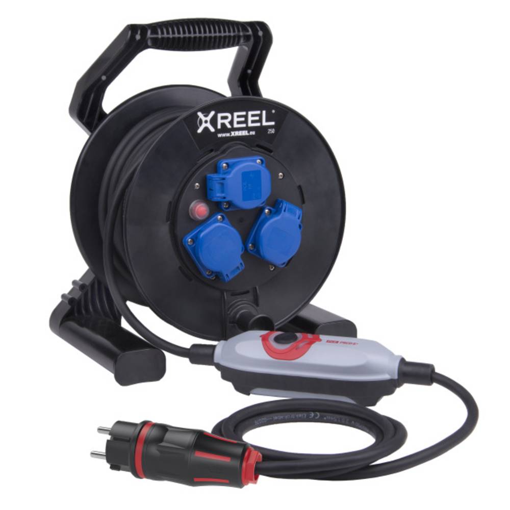 Image of PCE 9250027 Safety cable reel Plastic Black Blue Grey Red IP54
