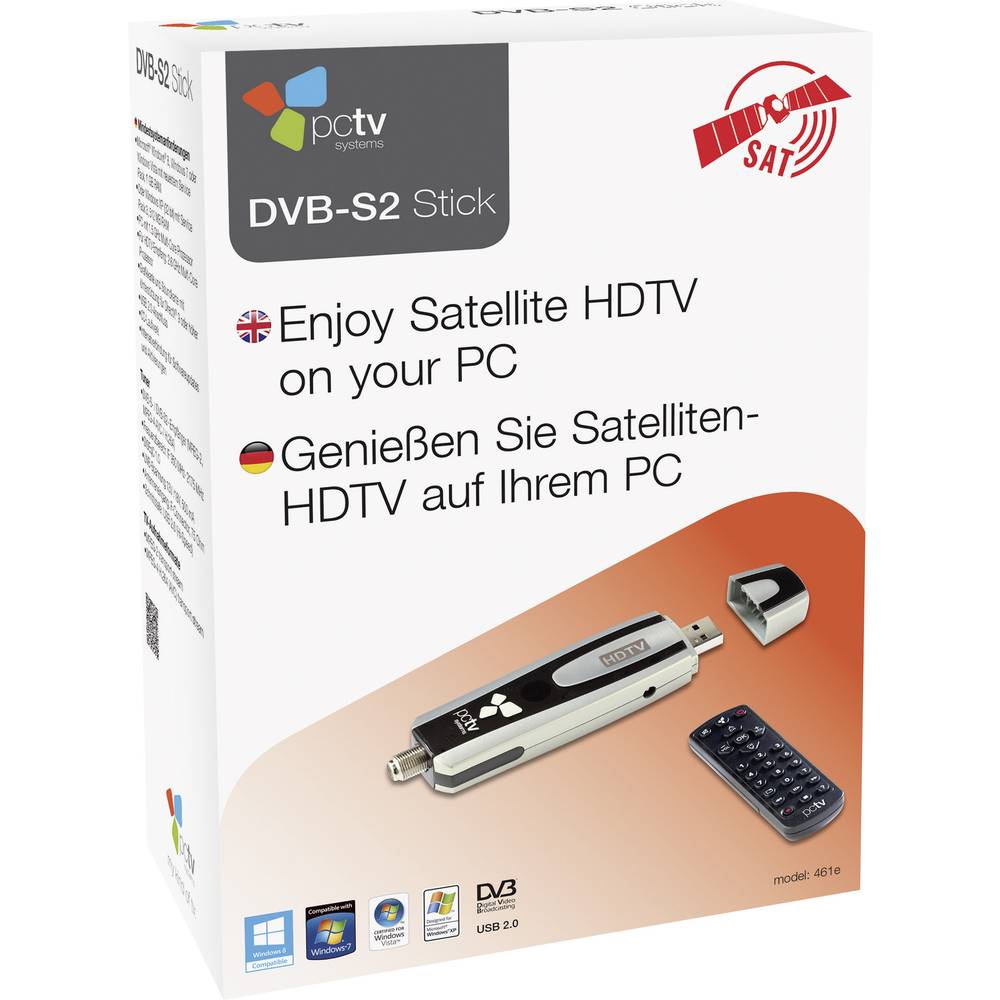 Image of PCTV Systems PCTV DVB-S2 Stick 461E DVB-S TV stick incl remote control Recording function No of tuners: 1