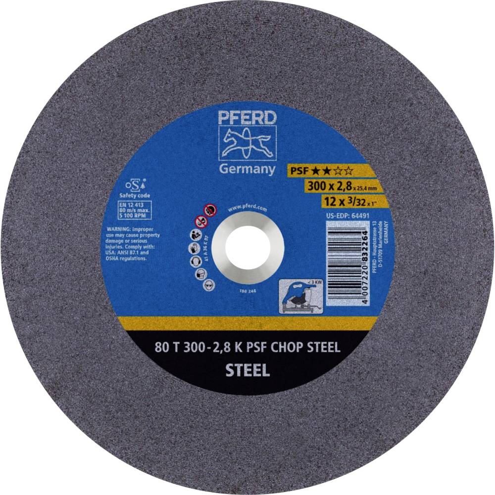 Image of PFERD 80 T 300-28 K PSF CHOP STEEL/254 66323074 Cutting disc (straight) 300 mm 20 pc(s) Quenched steel Steel