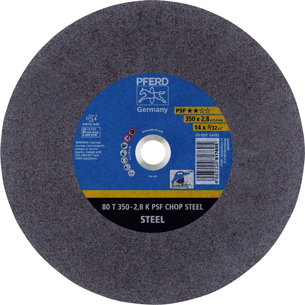 Image of PFERD 80 T 350-28 K PSF CHOP STEEL/254 66323574 Cutting disc (straight) 350 mm 10 pc(s) Quenched steel Steel