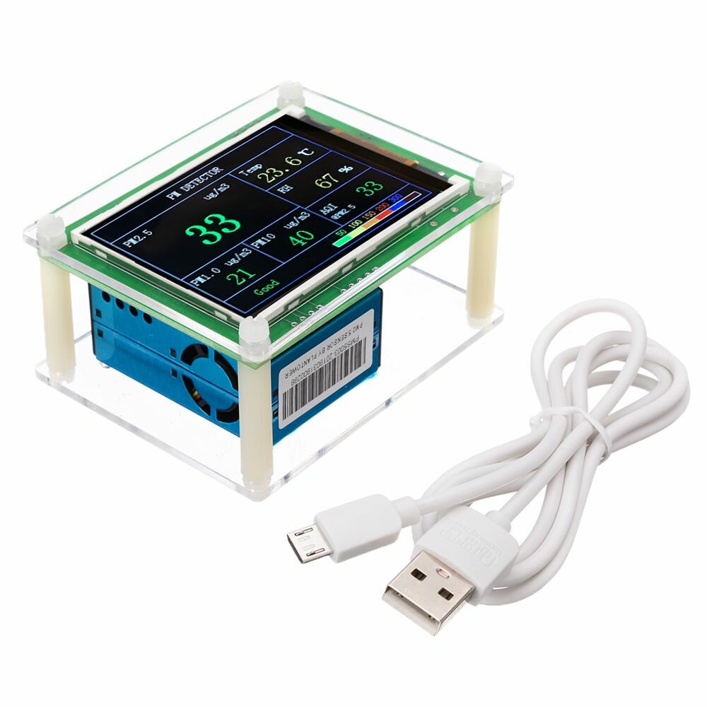 Image of PM10 PM25 PM10 Module Air Quality Dust Sensor Tester with 28 Inch LCD Display for Monitoring Home Office Car Tools