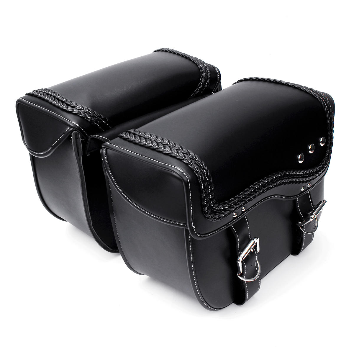 Image of PU Leather Motorcycle Saddlebags Side Luggage Pannier Tool Storage Bag