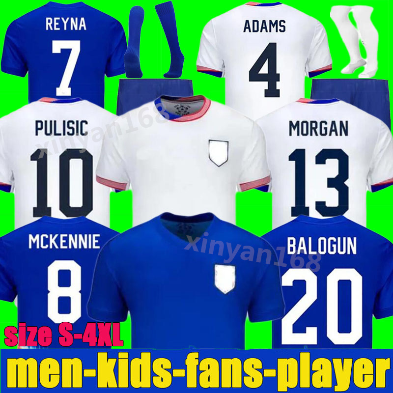 Image of PULISIC Soccer Jerseys 2024 USA Copa America Women men Kids Kit 24 25 Home Away Football Shirts Men Player Version SMITH MORGAN BALOGUN MUSA