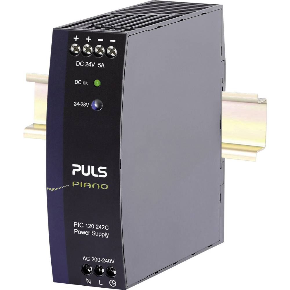 Image of PULS Piano Rail mounted PSU (DIN) 24 V DC 5 A 120 W Content 1 pc(s)