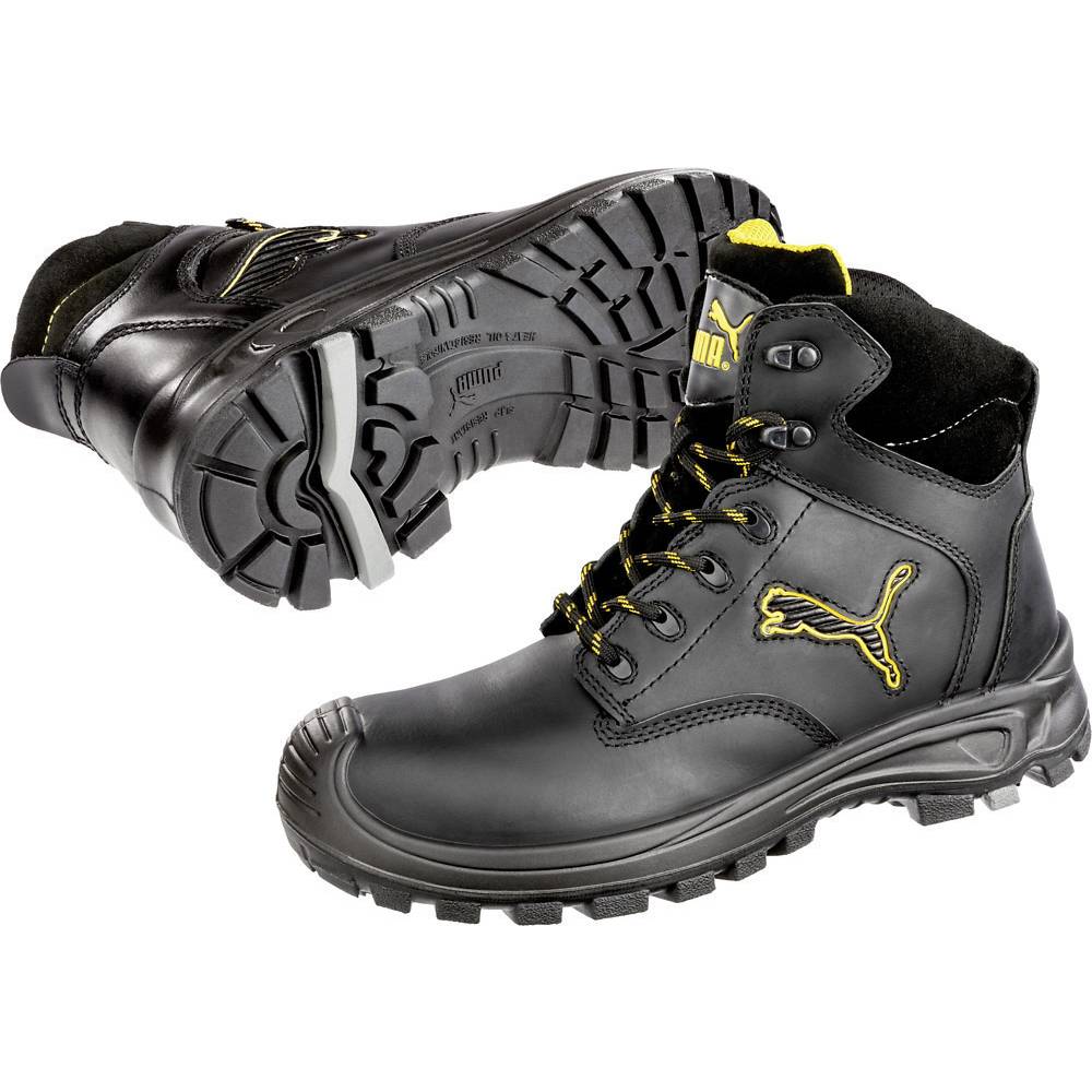 Image of PUMA Borneo Black Mid 630411-39 Safety work boots S3 Shoe size (EU): 39 Black Yellow 1 pc(s)