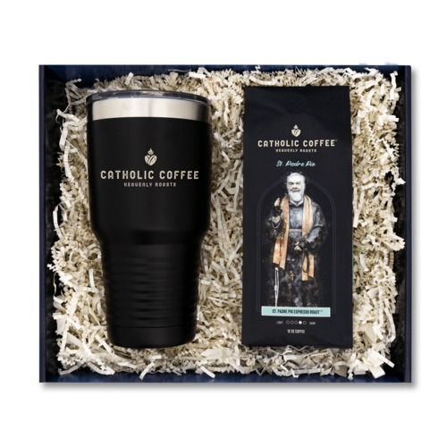 Image of Padre Pio Espresso Roast Coffee and 30Oz Logo Tumbler Gift Set