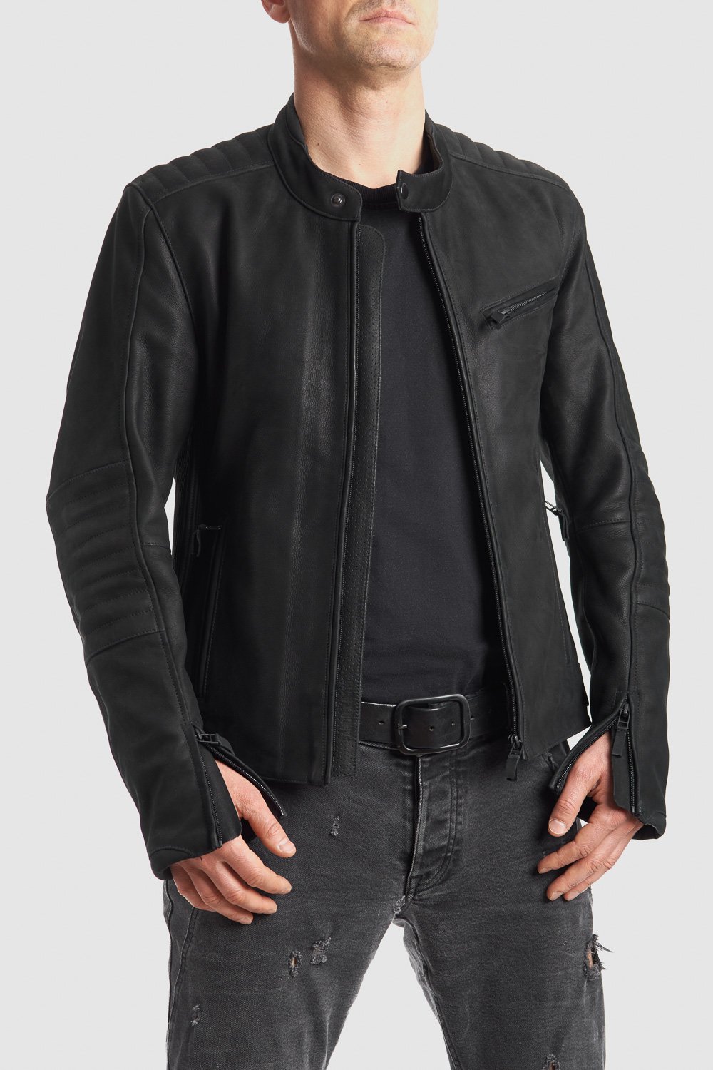 Image of Pando Moto Leather Tatami Lt 1 Jacket Men Black Size M EN