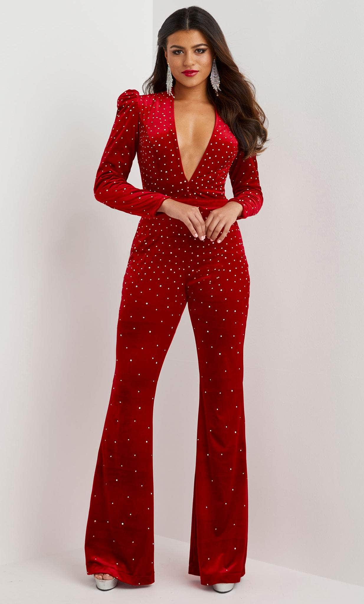 Image of Panoply 14125 - Jeweled Velvet Evening Jumpsuit