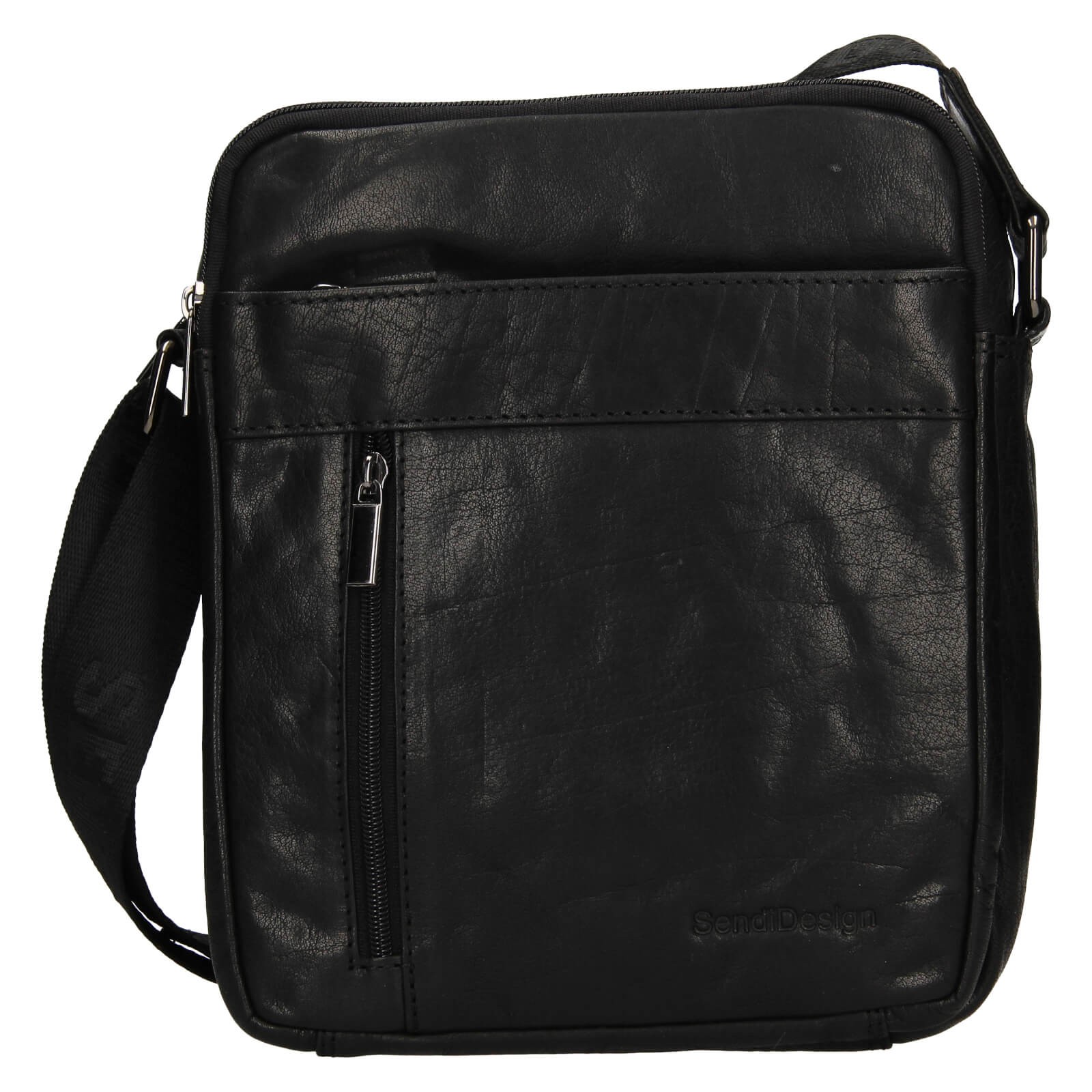 Image of Panská kožená taška přes rameno SendiDesign Dennon - black CZ