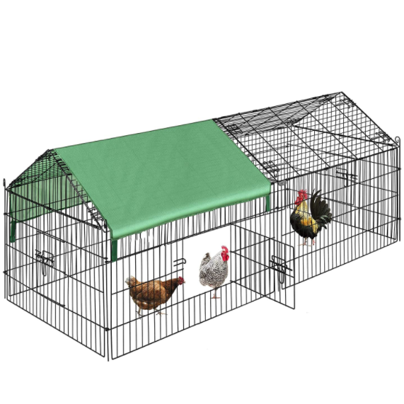 Image of PawGiant Chicken Coop Run Cage Upgrade 866"×40"×38" Metal Chicken Fence Pen Pet Playpen Enclosures with Protection Cove