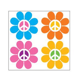 Image of Peace Sign Flowers Cardboard Cutout