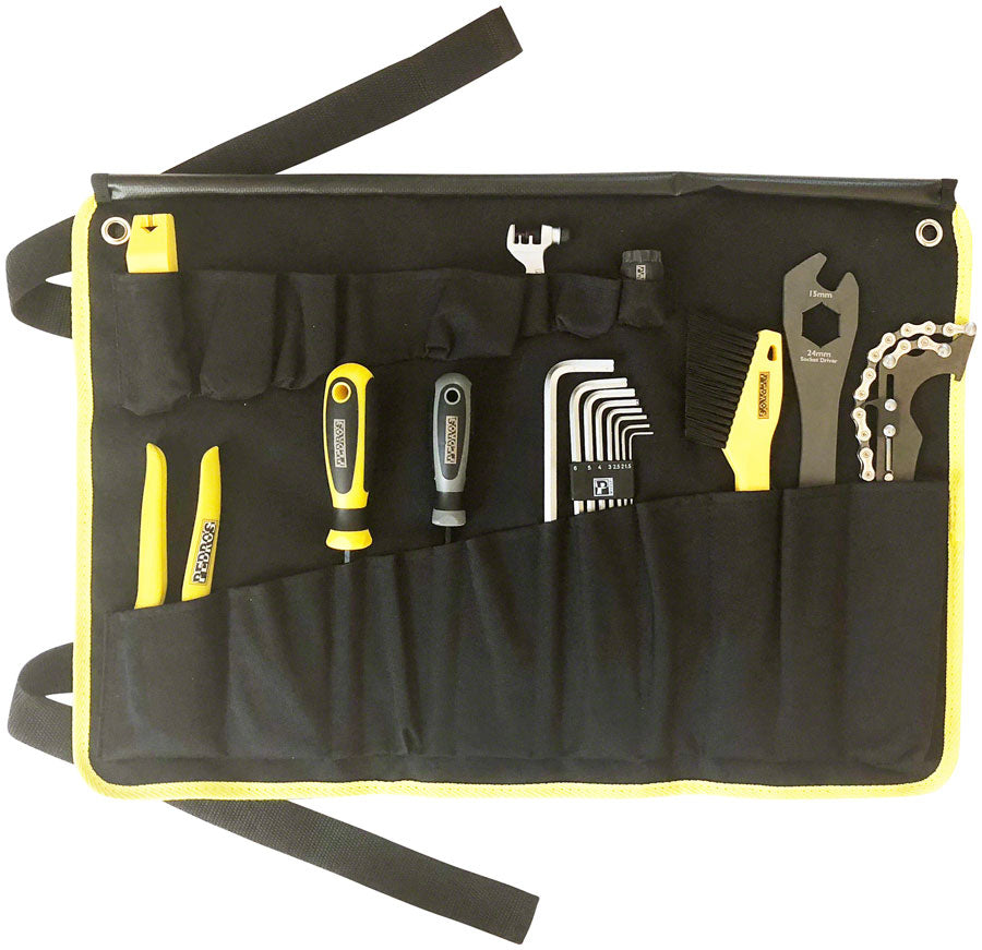 Image of Pedro's Starter Tool Kit 11 Including 19 Tools And Tool Wrap Black