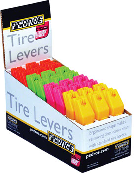 Image of Pedro's Tire Levers 24x2 Pack 4 Color Tire Lever Counter Display Red Pink Green Yellow