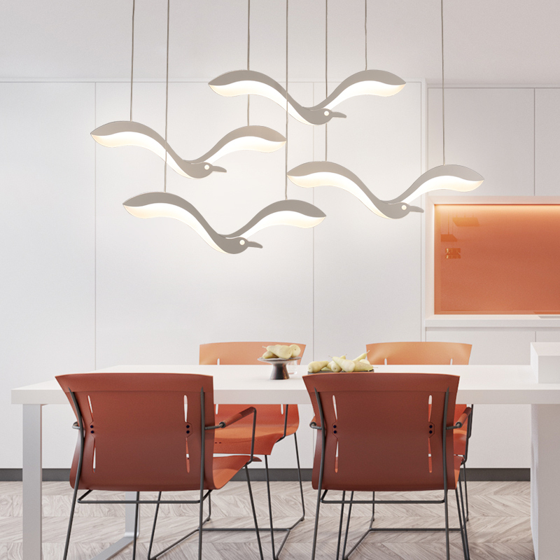 Image of Personality Seagull Dining Room led Pendant Lamp Simple Modern Bedroom Study Pendant Lights Creative kitchen Bar Hanging Light Fixtures