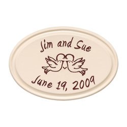 Image of Personalized Anniversary Heart and Birds Ceramic Wall Plaque