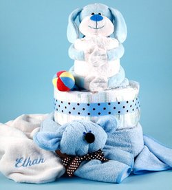 Image of Personalized Baby's Puppy Pal Diaper Cake