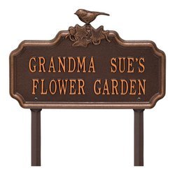 Image of Personalized Chickadee Ivy Garden 2-Line Lawn Plaque