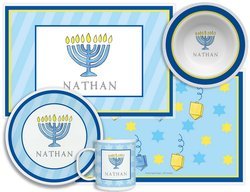 Image of Personalized Childrens Hanukkah 4 Piece Table Set