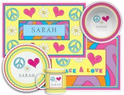 Image of Personalized Childrens Peace Love Eat 4 Piece Table Set