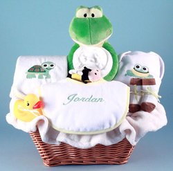 Image of Personalized Frog and Pals Baby Gift Basket