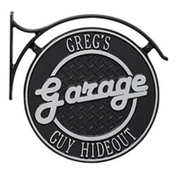 Image of Personalized Hanging Garage Plaque with Bracket