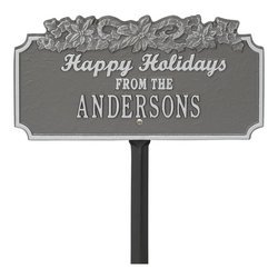 Image of Personalized Happy Holidays Candy Cane Lawn Plaque