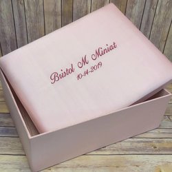 Image of Personalized Large Baby Keepsake Box In Elegant Baby Silk