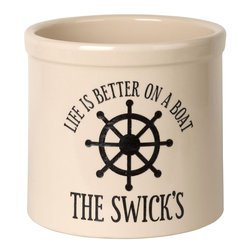 Image of Personalized Life Is Better On A Boat 2 Gallon Stoneware Crock