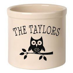 Image of Personalized Owl 2 Gallon Stoneware Crock